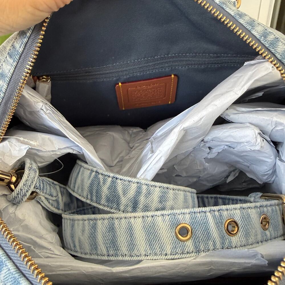 NWT Coach Rowan Large Satchel In Loved Denim CDY75 - Picture 9 of 12
